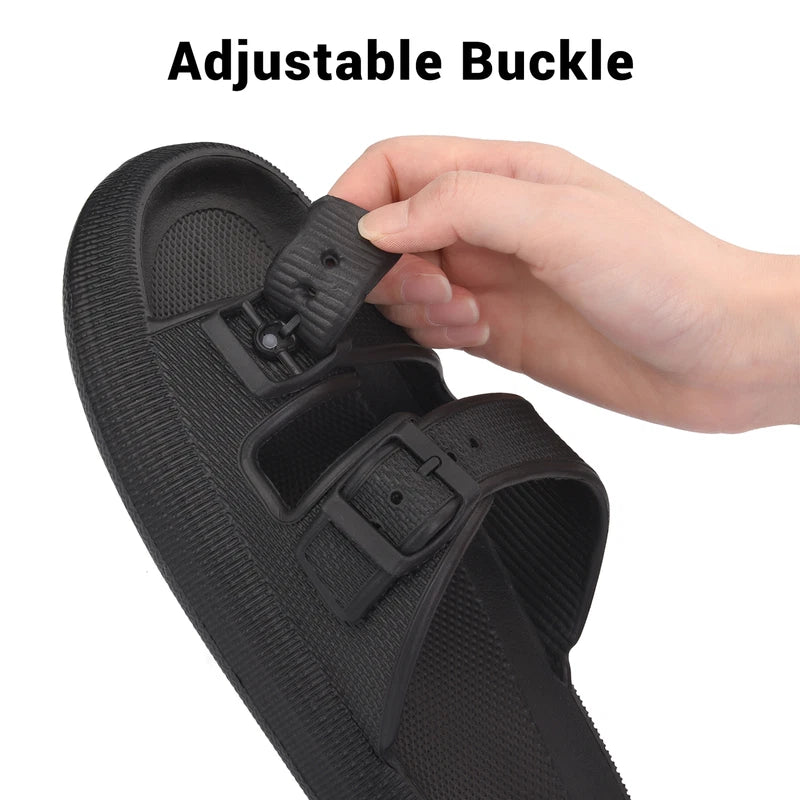 Cloud Slides for Women Men EVA Sandals Thick Sole Adjustable Buckles Slippers