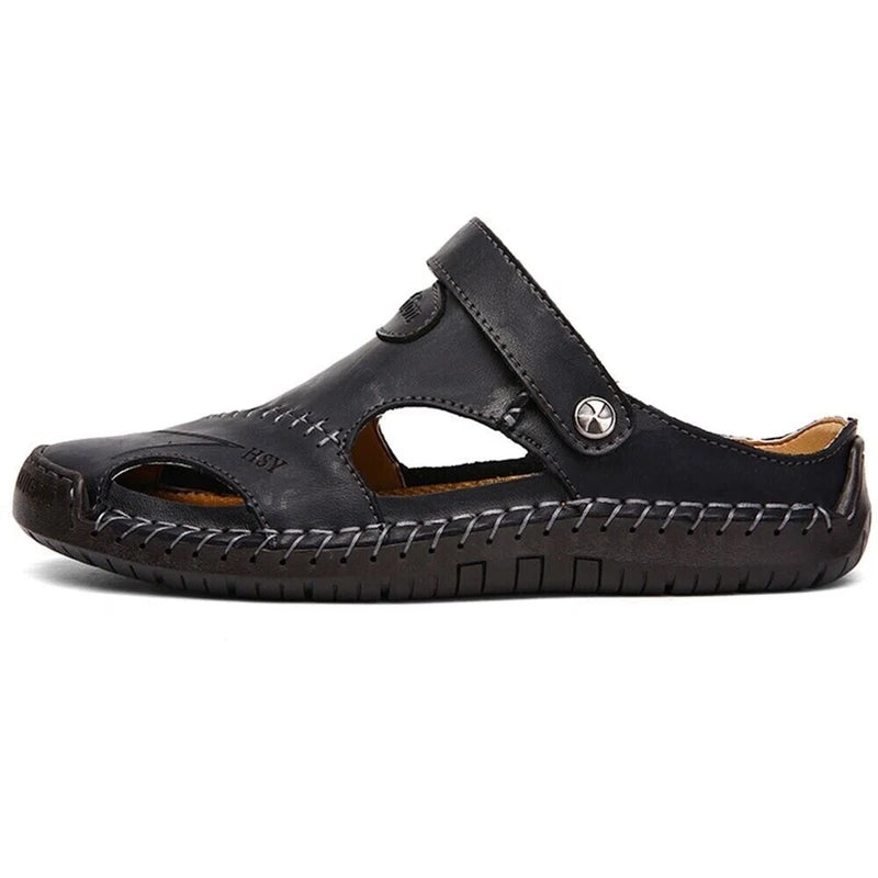 Mens Leather Sandals Water Shoes Summer Closed Toe Fisherman Beach Slippers Size