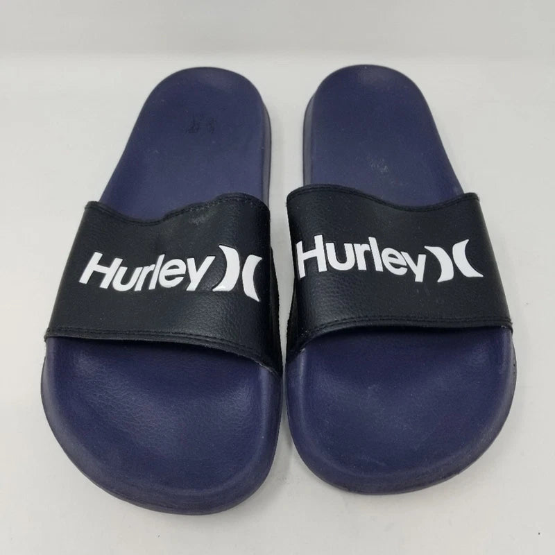 Hurley Men's Navy Black Flip Flops Sliper Slides Beach Shoes Comfortable Size 12