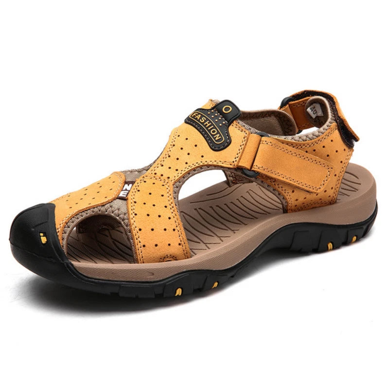 Men's Sandals Summer Leather Beach Slippers Non-slip Platform Sneakers