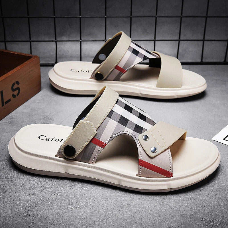 Men Summer Genuine Leather Sandals Casual Sports Beach Shoes Soft Home Slippers