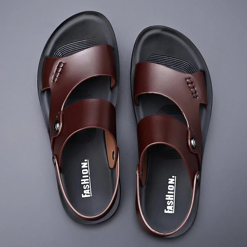 Blue Summer Men Microfiber Leather Sandals Casual Sports Beach Shoes Slippers