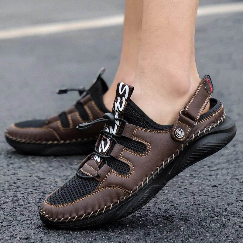 Summer Mens Sandals Mesh Beach OutdoorComfortable Rubber Non-slip Slipper