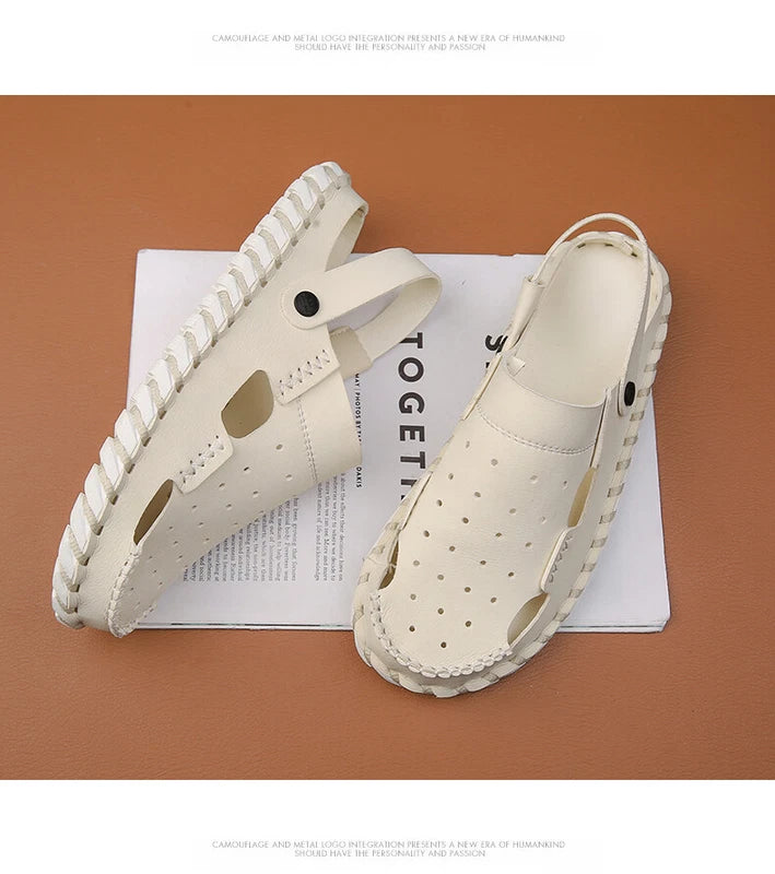 Summer Men's Beach Slippers Outdoor Water Genuine Leather Sandals Casual Shoes