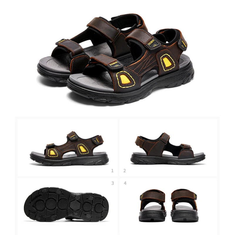 Men Leather Roman Summer Beach Sandals Non-slip Slippers Trekking Sneakers