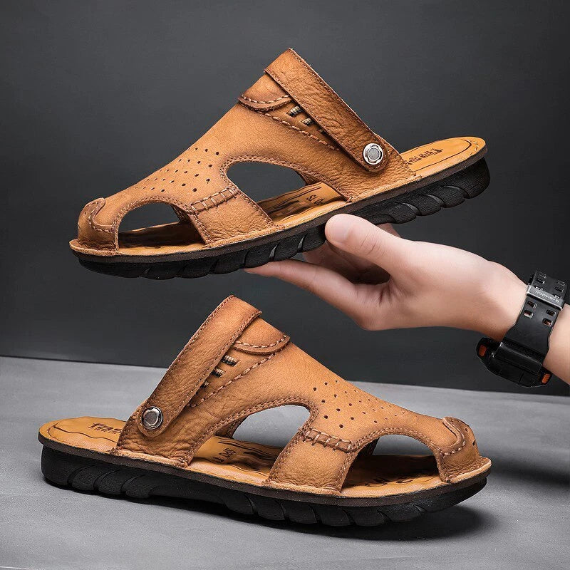 Men's Casual Genuine Leather Comfortable Sandals Outdoor Shoes Beach Slippers