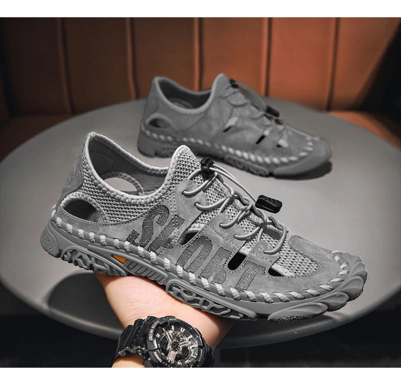 Men Sandals Breathable Slip-on Casual Beach Outdoor Non-slip Mesh Slippers