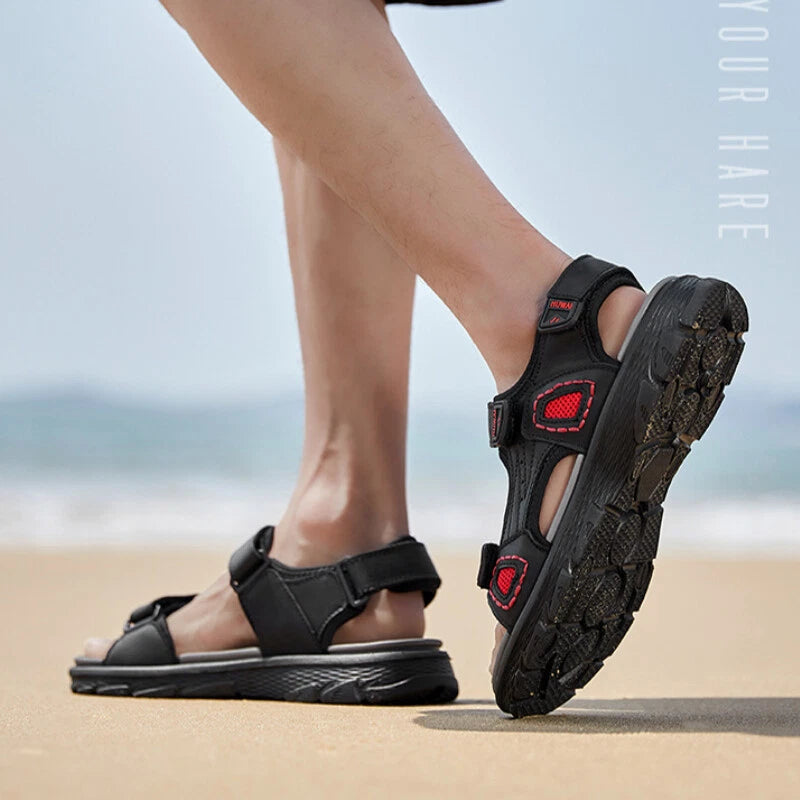 Men Leather Roman Summer Beach Sandals Non-slip Slippers Trekking Sneakers