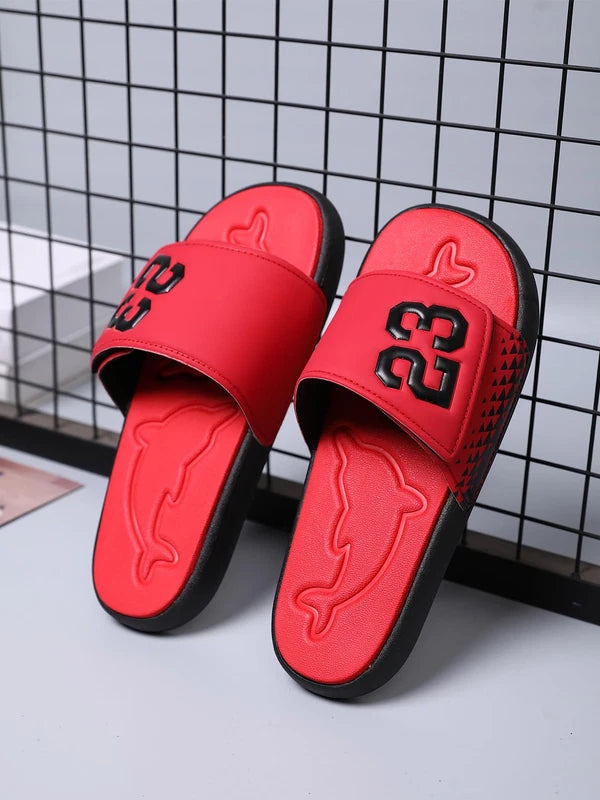Men's Sport Slide Sandals, Flexible Midsole Comfort Casual Beach Slide, Red 11