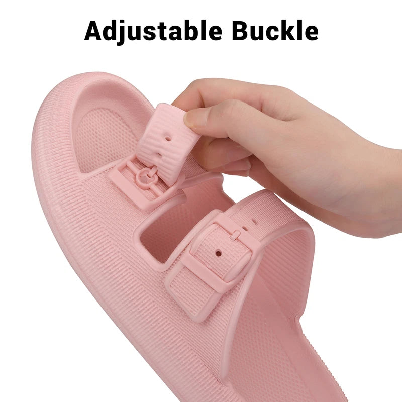 Cloud Slides for Women Men EVA Sandals Thick Sole Adjustable Buckles Slippers
