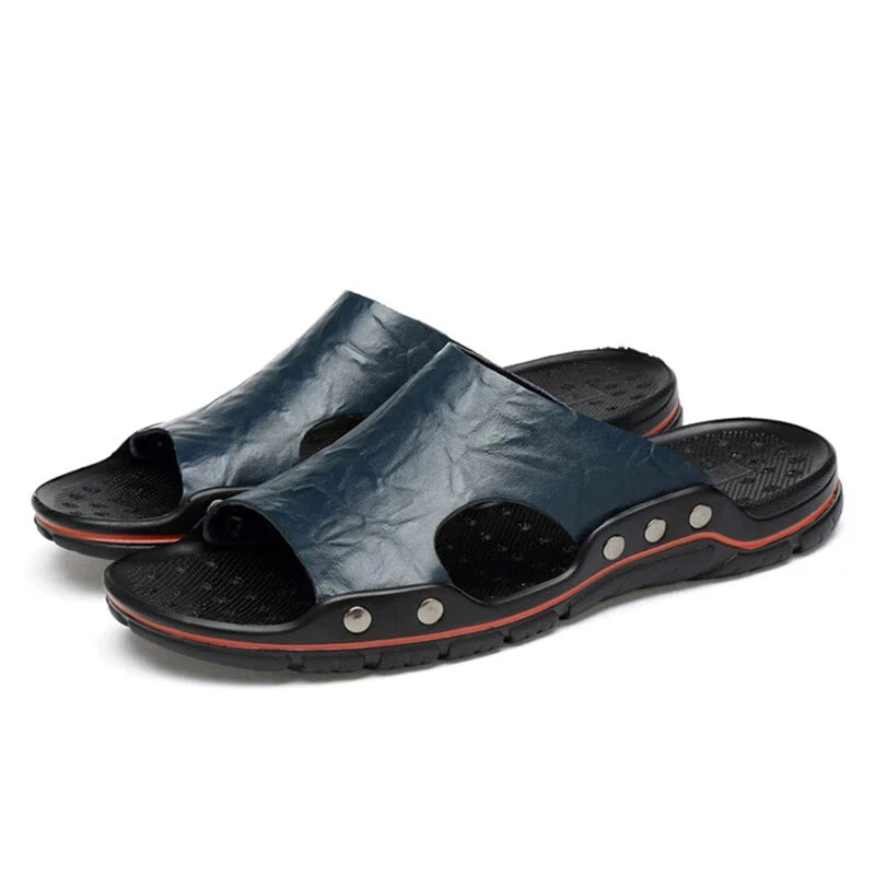 Men's Slippers Summer Outside Leather Sandals Big Size 39-48 Beach Slippers