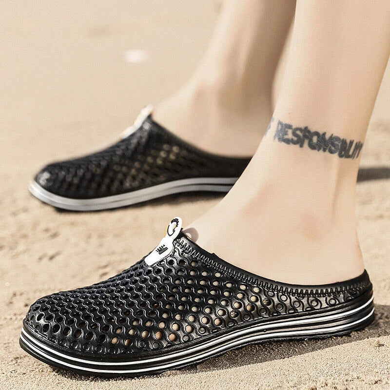 Men Women Breathable Slippers Closed Toe Hollow Out Beach Garden Slides Sandals