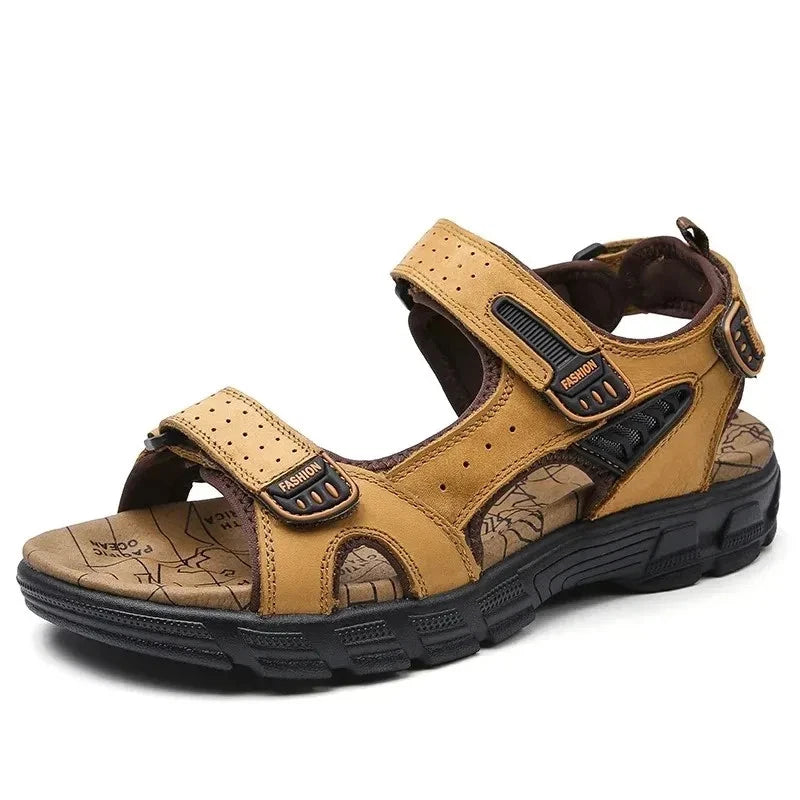 2025 New Genuine Leather Men's Sandals Summer Outdoor Non-slip Hiking